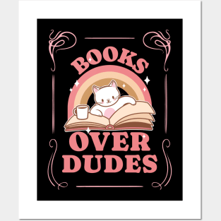 Books over dudes - Cat Reading Book Posters and Art